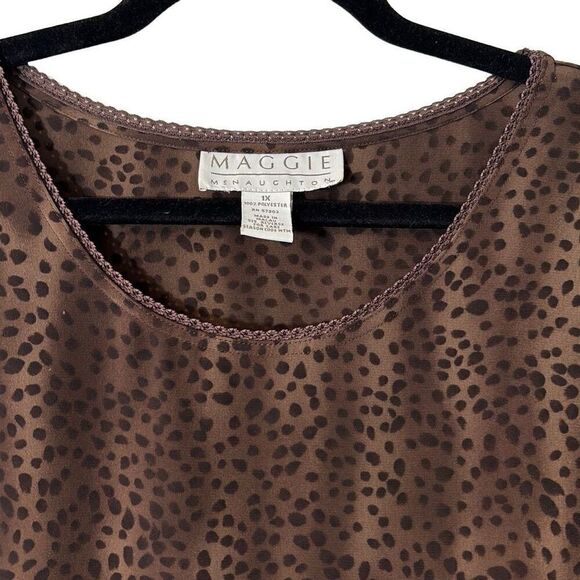 Maggie McNaughton dark brown leopard animal print column maxi dress 1X - Picture 6 of 12